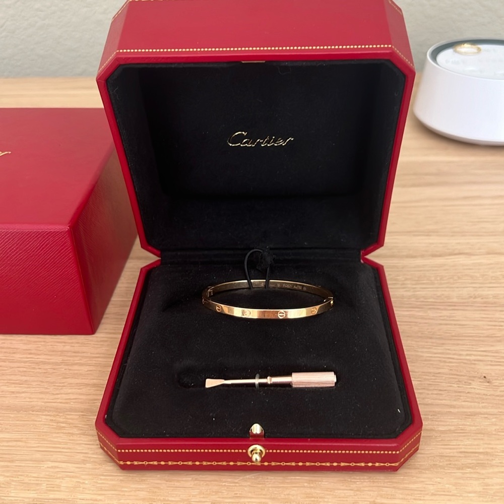 Small Cartier Love Bracelet in Rose Gold Size 16, great used condition